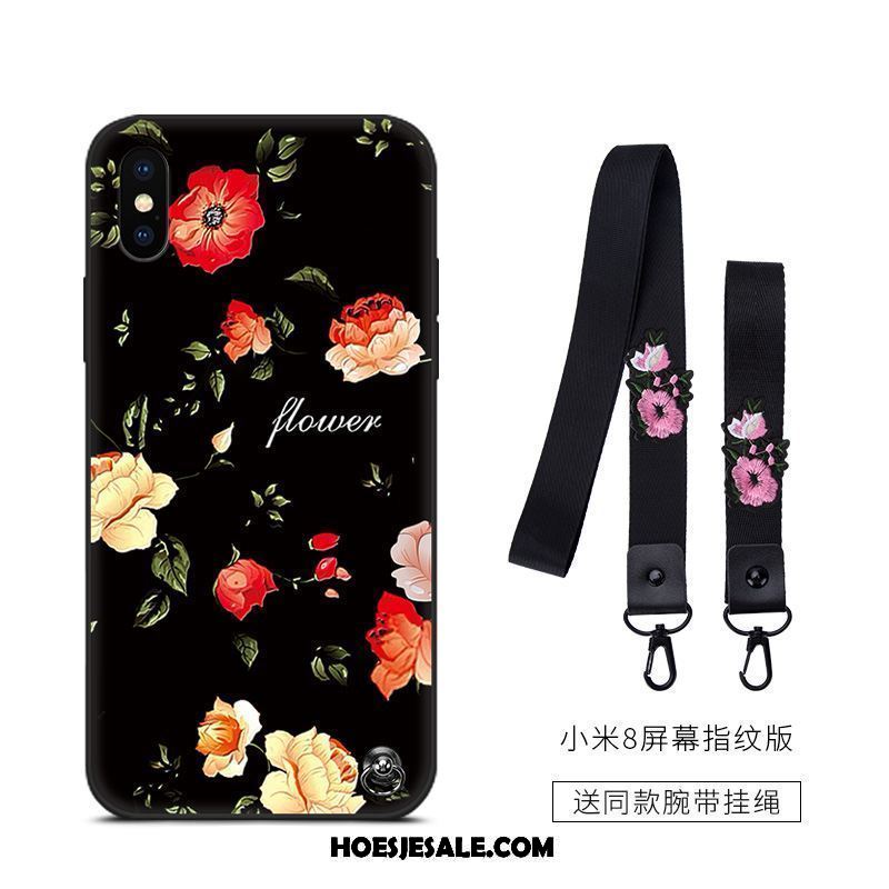 Xiaomi Mi 8 Pro Hoesje Zwart Scheppend Bescherming All Inclusive Bloemen Winkel