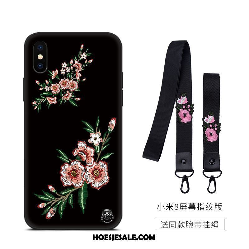 Xiaomi Mi 8 Pro Hoesje Zwart Scheppend Bescherming All Inclusive Bloemen Winkel