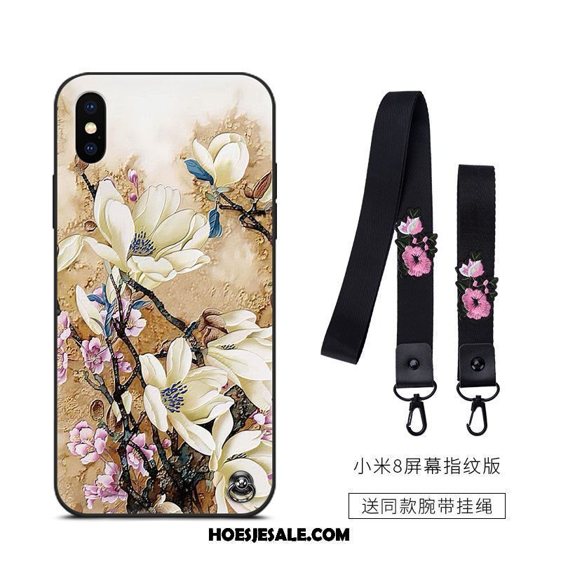 Xiaomi Mi 8 Pro Hoesje Zwart Scheppend Bescherming All Inclusive Bloemen Winkel