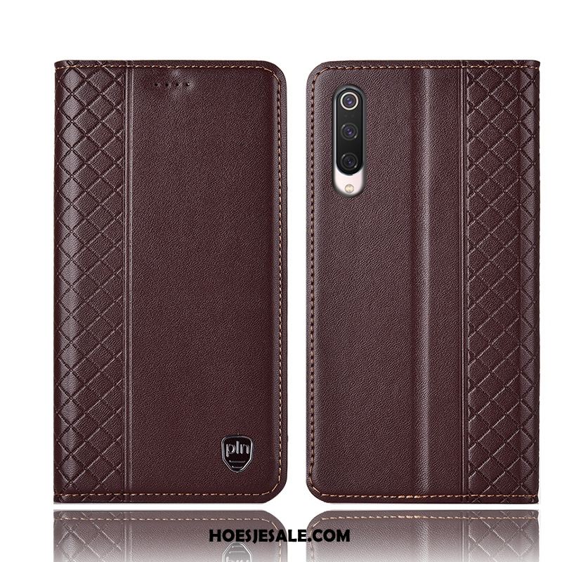 Xiaomi Mi 9 Lite Hoesje Bescherming Echt Leer Folio Mobiele Telefoon Zwart Sale