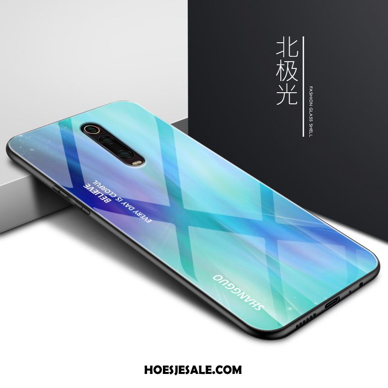 Xiaomi Mi 9t Hoesje Hoes Mode Glas Blauw Rood Winkel