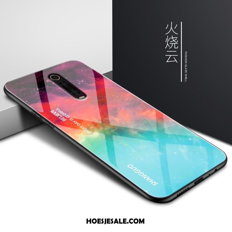 Xiaomi Mi 9t Hoesje Hoes Mode Glas Blauw Rood Winkel