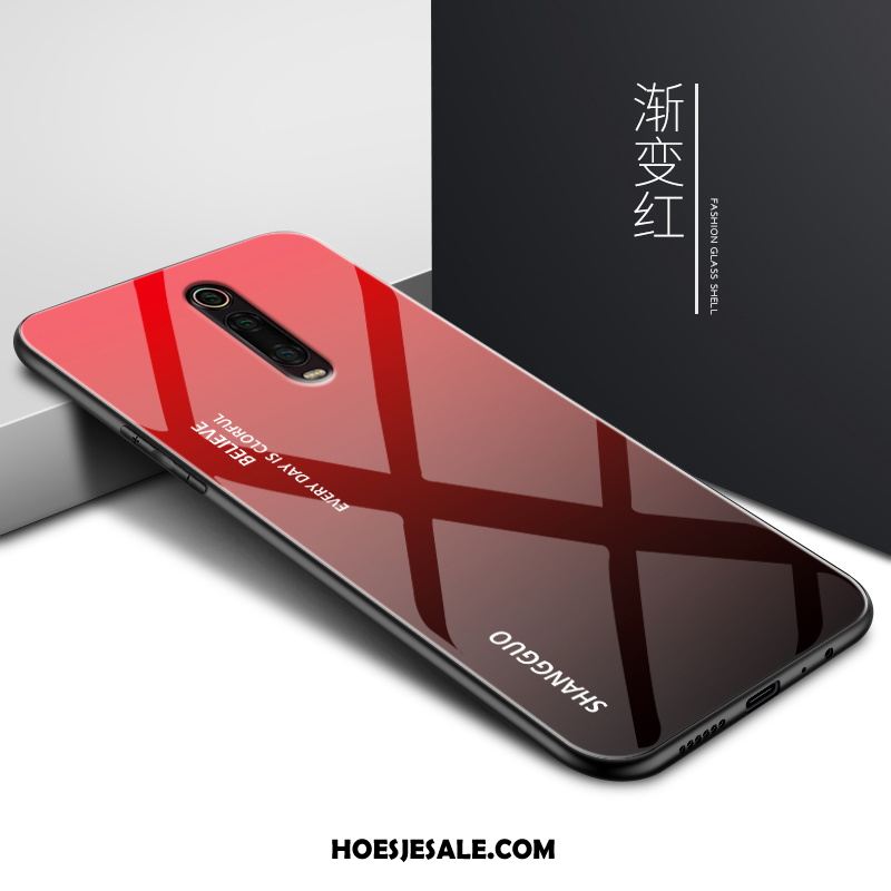 Xiaomi Mi 9t Hoesje Hoes Mode Glas Blauw Rood Winkel