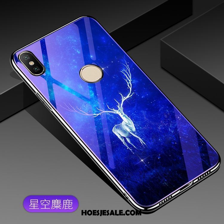 Xiaomi Mi A2 Hoesje Hoes Blauw Gehard Glas Mobiele Telefoon Trend Online