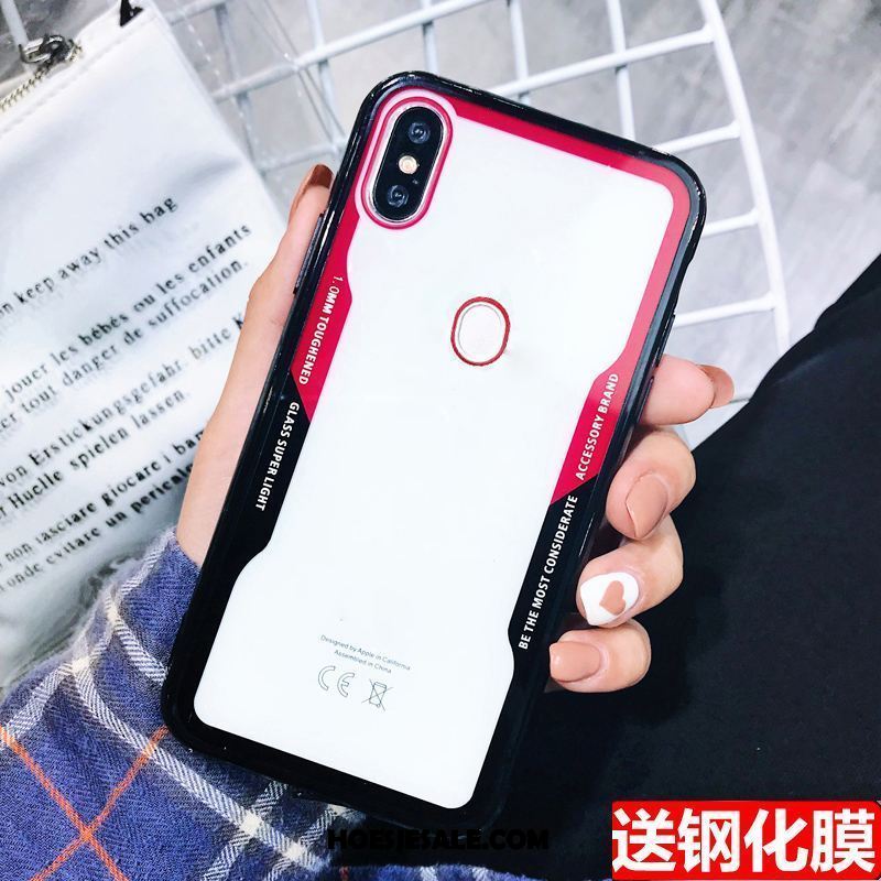 Xiaomi Mi A2 Hoesje Rood Doorzichtig Skärmskydd Dun Tempereren Sale