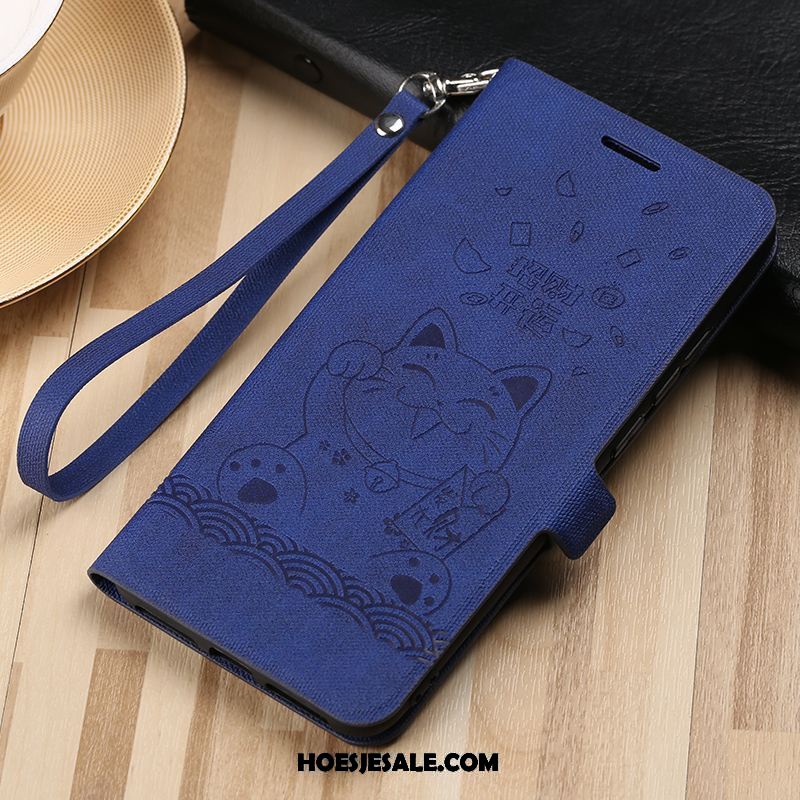 Xiaomi Mi Max 3 Hoesje Leren Etui Zacht Blauw Schrobben Siliconen Goedkoop