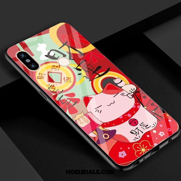 Xiaomi Mi Max 3 Hoesje Mobiele Telefoon Glas Rood Kat Rijkdom Sale