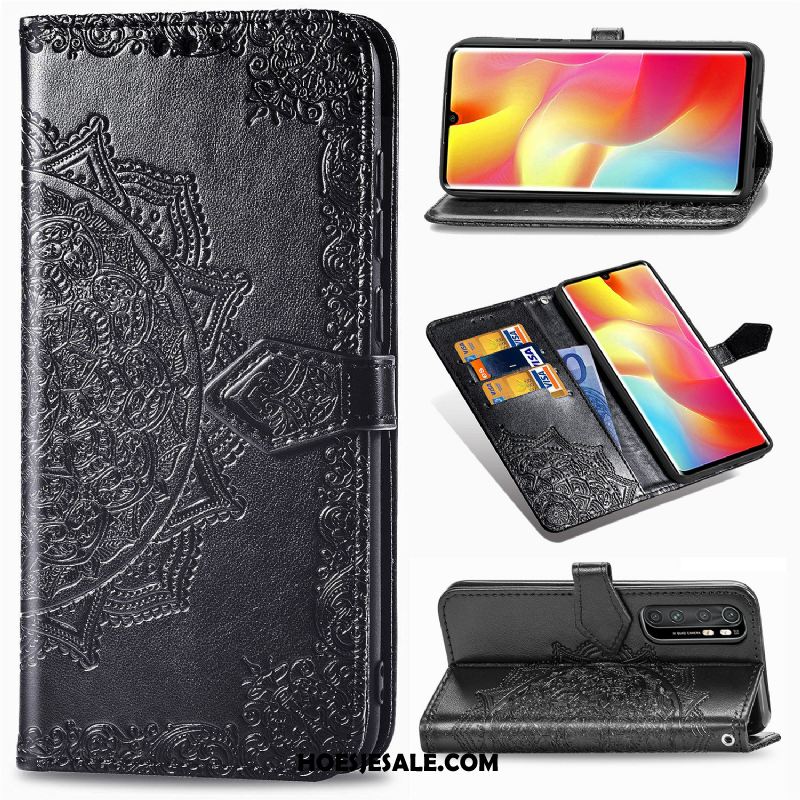 Xiaomi Mi Note 10 Lite Hoesje Clamshell Anti-fall Kaart Zwart Mini Winkel