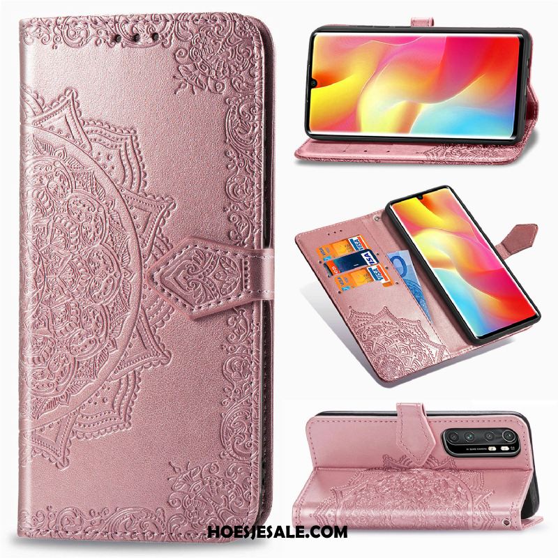 Xiaomi Mi Note 10 Lite Hoesje Clamshell Anti-fall Kaart Zwart Mini Winkel