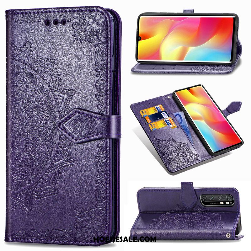 Xiaomi Mi Note 10 Lite Hoesje Clamshell Anti-fall Kaart Zwart Mini Winkel