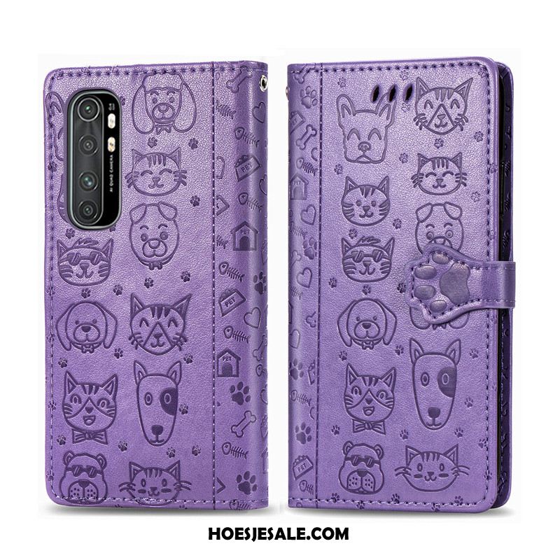 Xiaomi Mi Note 10 Lite Hoesje Folio Purper Leren Etui Bescherming Jeugd Goedkoop