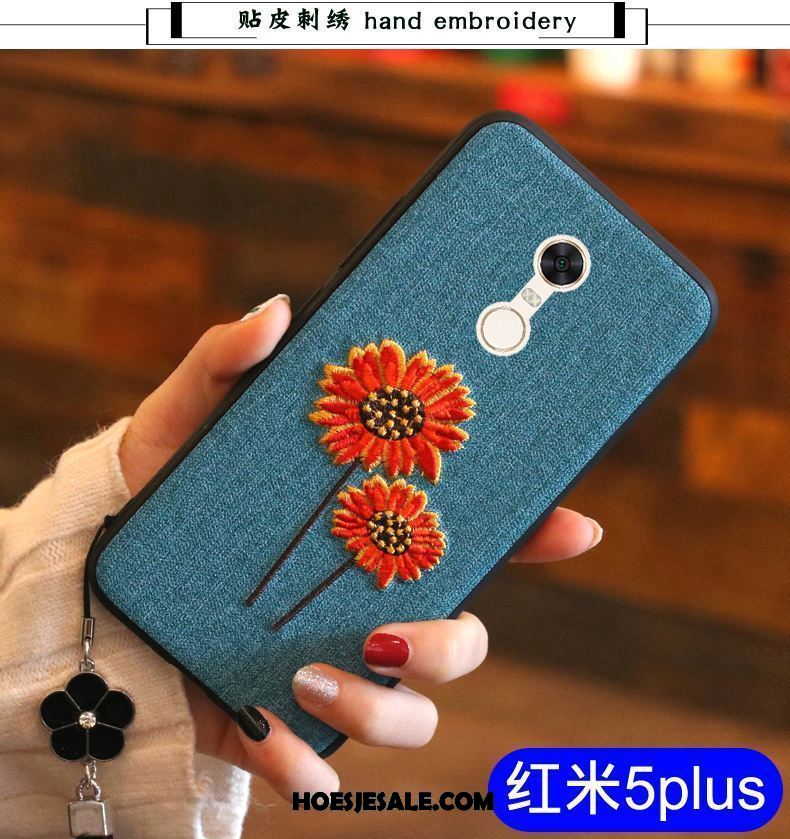 Xiaomi Redmi 5 Plus Hoesje Borduurwerk Hoes Blauw Achterklep Mini Online