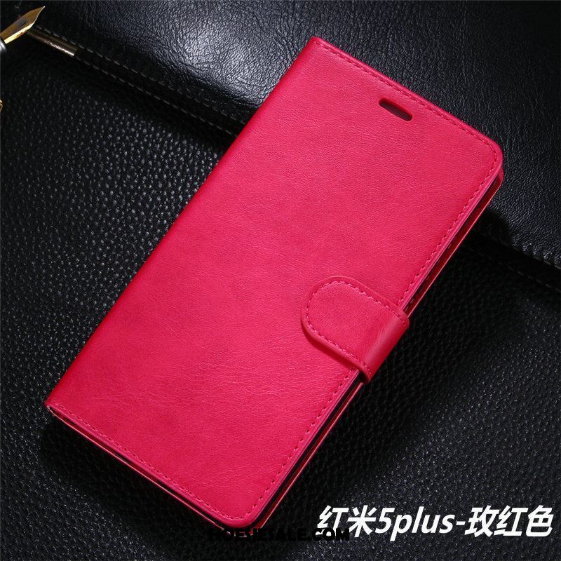 Xiaomi Redmi 5 Plus Hoesje Folio Rood Leren Etui Mini Hoes Kopen