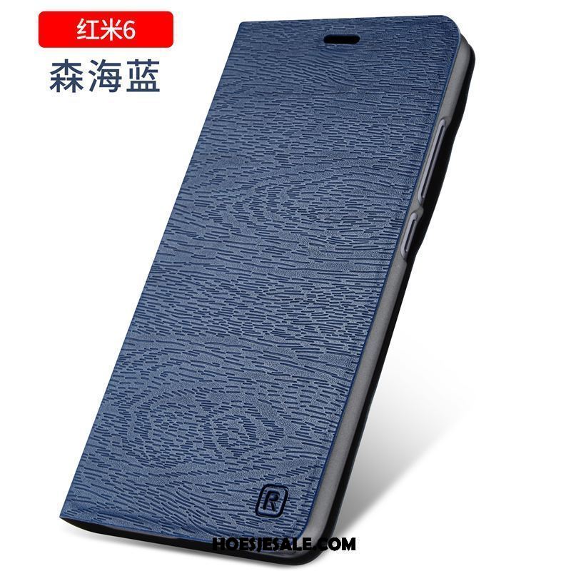 Xiaomi Redmi 6 Hoesje Bescherming Mobiele Telefoon Anti-fall Leren Etui Rood Sale