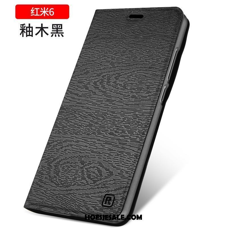 Xiaomi Redmi 6 Hoesje Bescherming Mobiele Telefoon Anti-fall Leren Etui Rood Sale