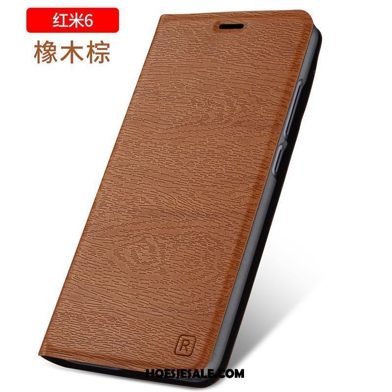 Xiaomi Redmi 6 Hoesje Bescherming Mobiele Telefoon Anti-fall Leren Etui Rood Sale