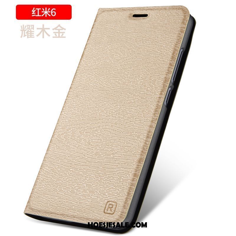 Xiaomi Redmi 6 Hoesje Bescherming Mobiele Telefoon Anti-fall Leren Etui Rood Sale