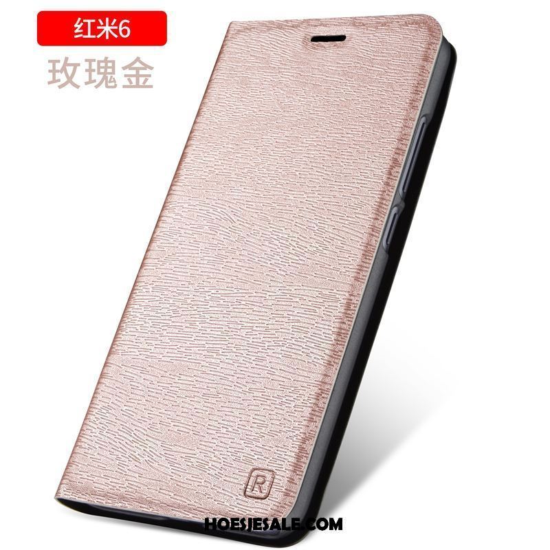 Xiaomi Redmi 6 Hoesje Bescherming Mobiele Telefoon Anti-fall Leren Etui Rood Sale