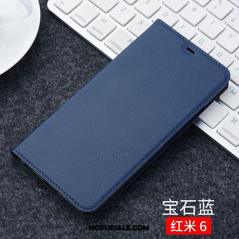 Xiaomi Redmi 6 Hoesje Bescherming Zwart Hoes Leren Etui Mini Winkel