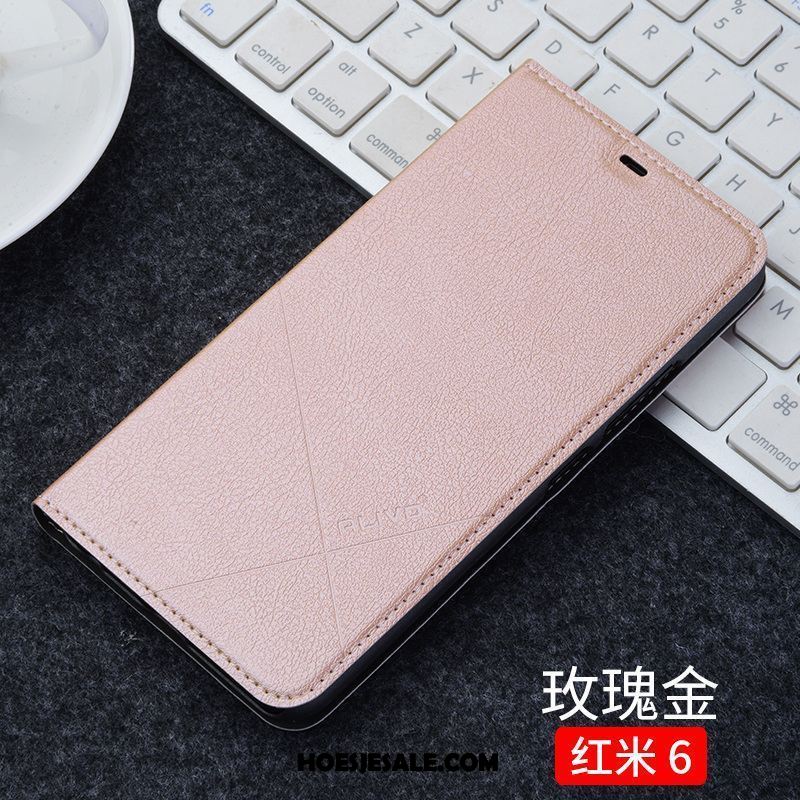 Xiaomi Redmi 6 Hoesje Bescherming Zwart Hoes Leren Etui Mini Winkel