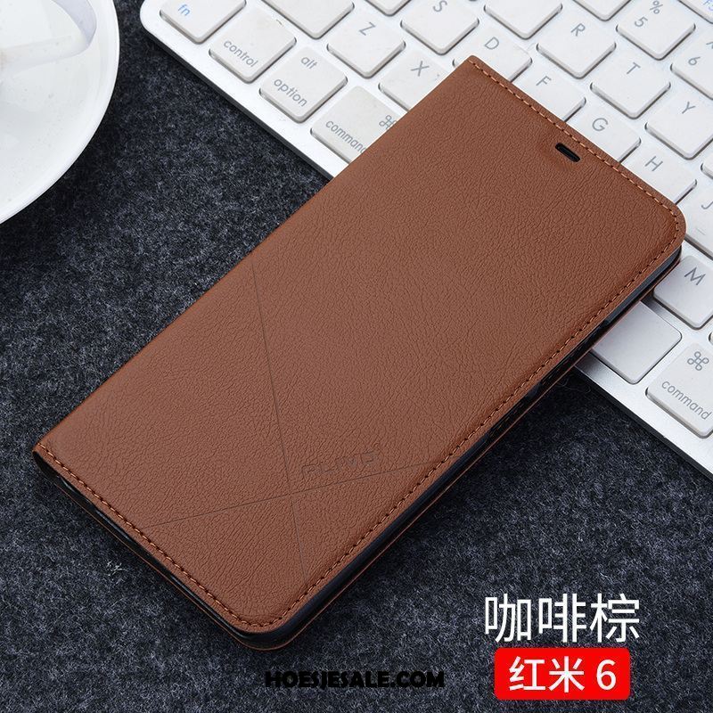 Xiaomi Redmi 6 Hoesje Bescherming Zwart Hoes Leren Etui Mini Winkel