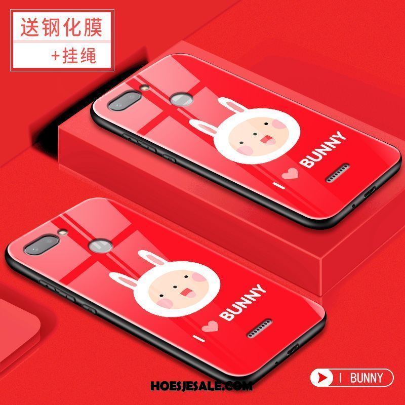 Xiaomi Redmi 6 Hoesje Siliconen Rood Anti-fall Spotprent Glas Online