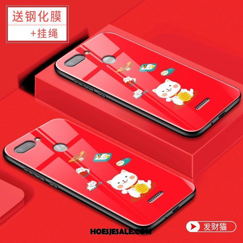 Xiaomi Redmi 6 Hoesje Siliconen Rood Anti-fall Spotprent Glas Online