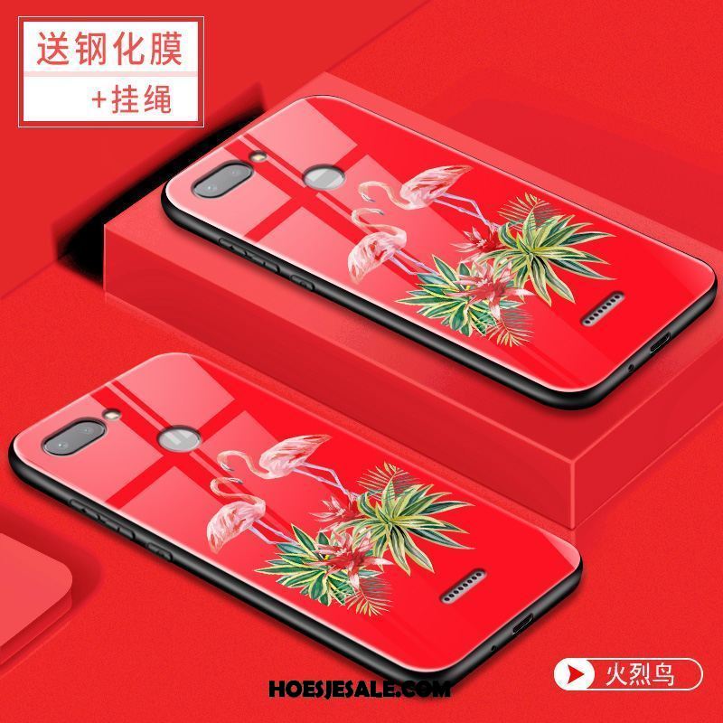 Xiaomi Redmi 6 Hoesje Siliconen Rood Anti-fall Spotprent Glas Online