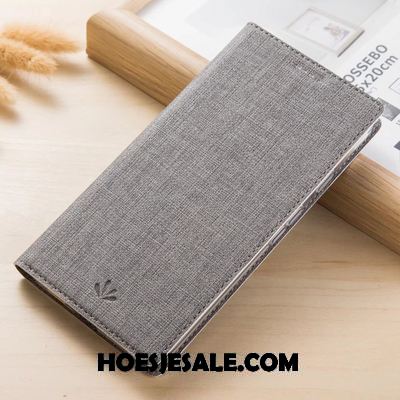 Xiaomi Redmi 6a Hoesje Leren Etui Patroon Doek Blauw Folio Korting