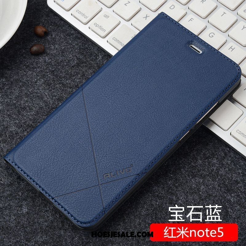 Xiaomi Redmi Note 5 Hoesje Clamshell Leren Etui Anti-fall Hoes Blauw Kopen