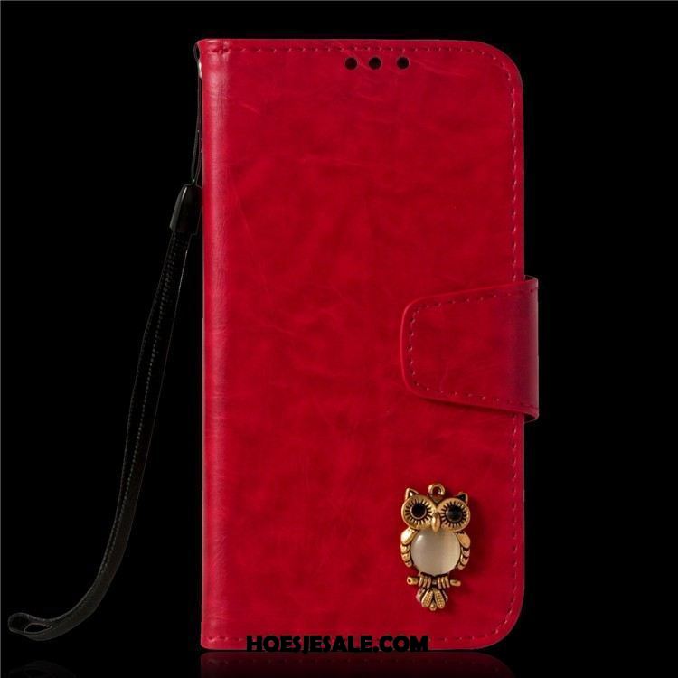 Xiaomi Redmi Note 5 Hoesje Leren Etui Kaart Kat Rood Mobiele Telefoon Goedkoop