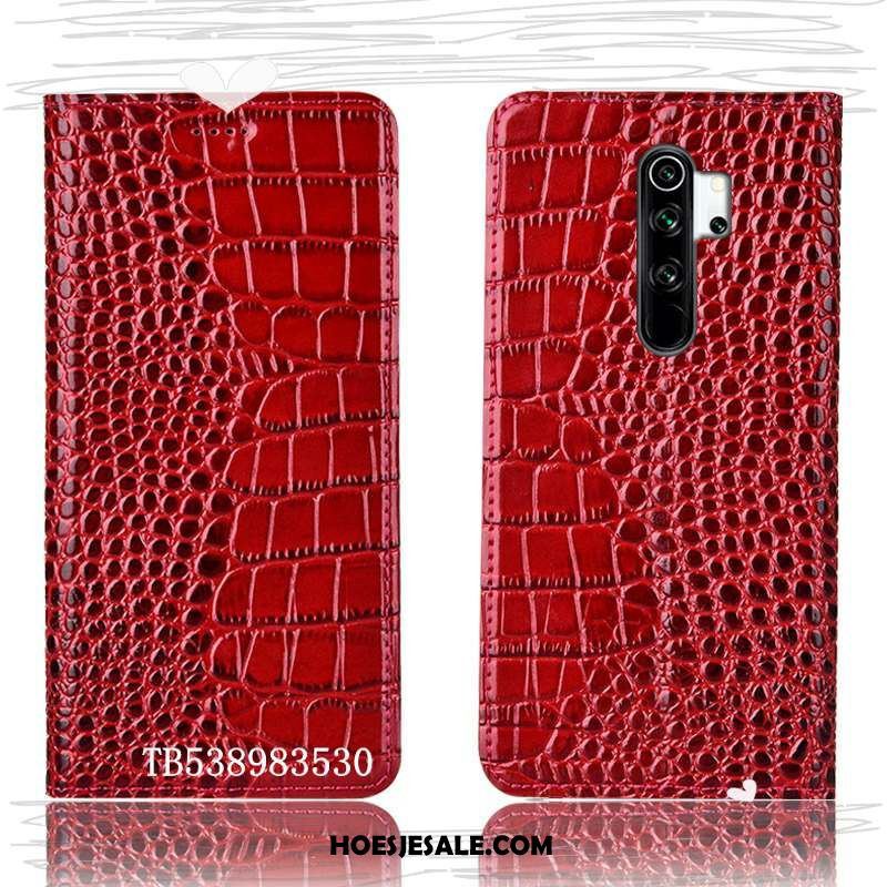 Xiaomi Redmi Note 8 Pro Hoesje Mobiele Telefoon Rood Krokodil Leren Etui Patroon Korting