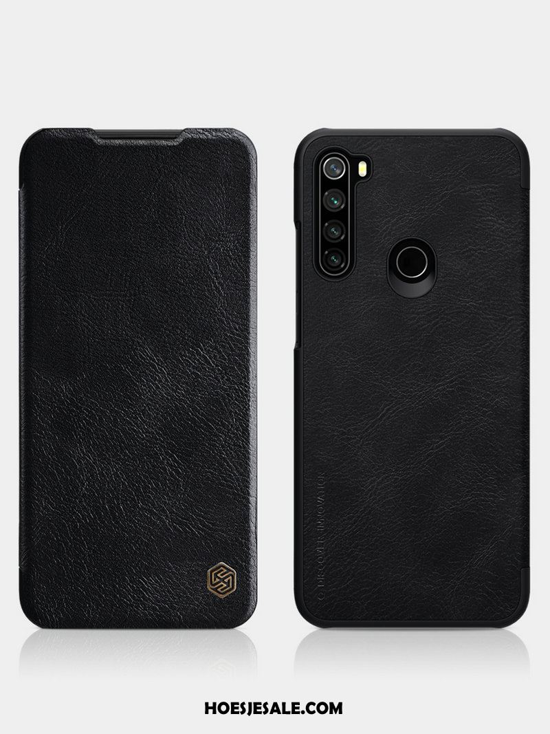 Xiaomi Redmi Note 8t Hoesje Anti-fall Bescherming Leren Etui Clamshell Rood Winkel