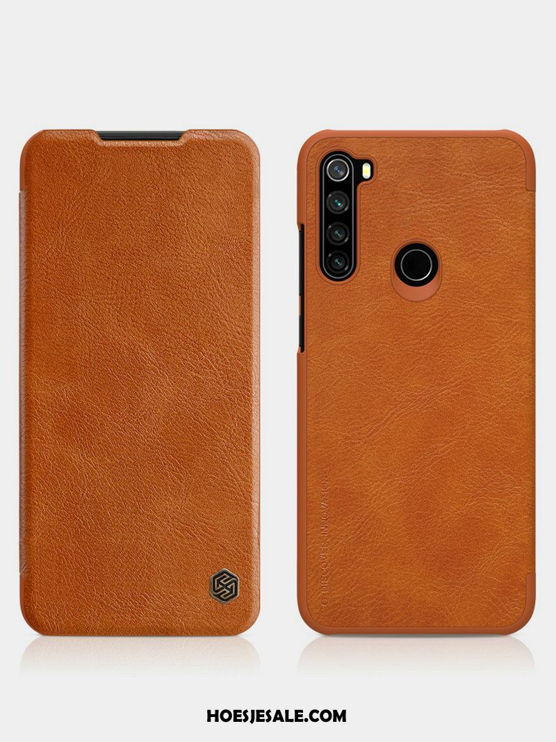 Xiaomi Redmi Note 8t Hoesje Anti-fall Bescherming Leren Etui Clamshell Rood Winkel