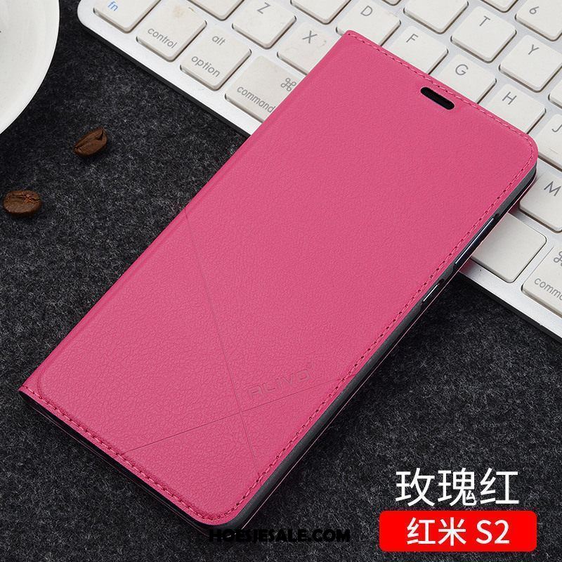 Xiaomi Redmi S2 Hoesje Leren Etui Clamshell Anti-fall Zwart Rood Online