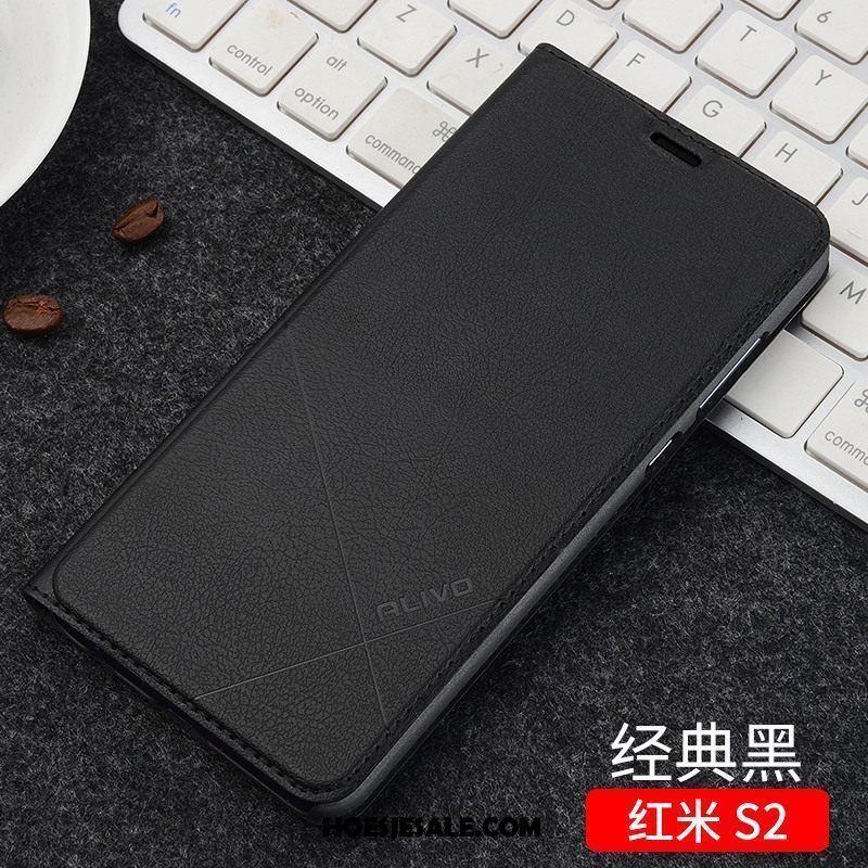 Xiaomi Redmi S2 Hoesje Leren Etui Clamshell Anti-fall Zwart Rood Online