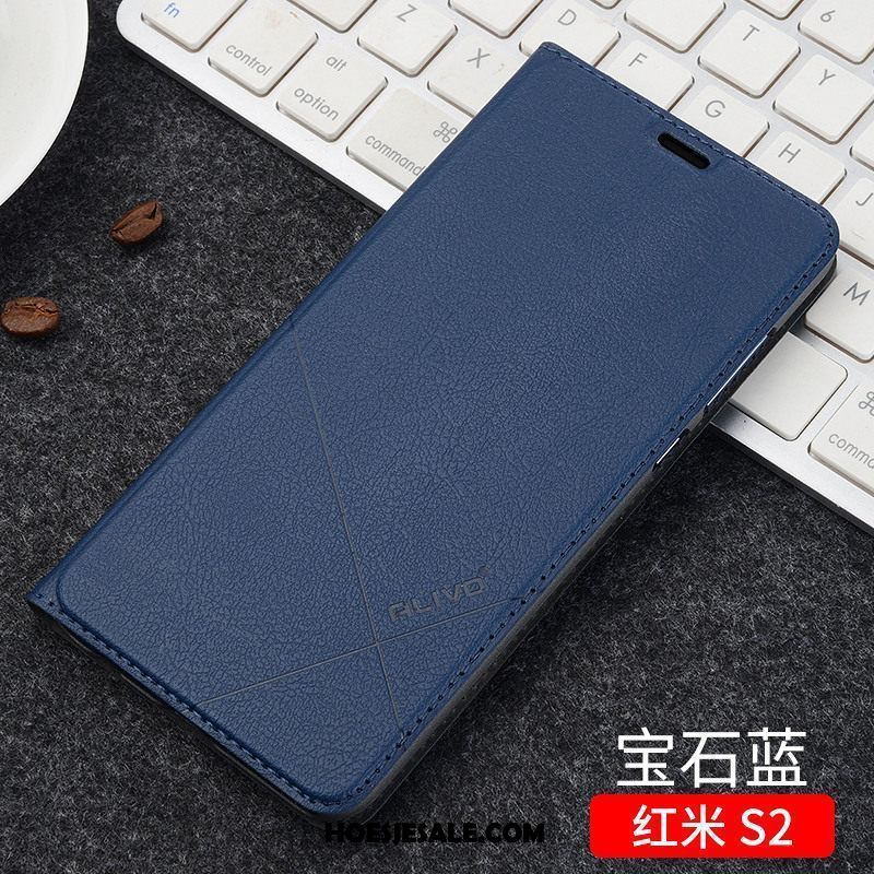 Xiaomi Redmi S2 Hoesje Leren Etui Clamshell Anti-fall Zwart Rood Online