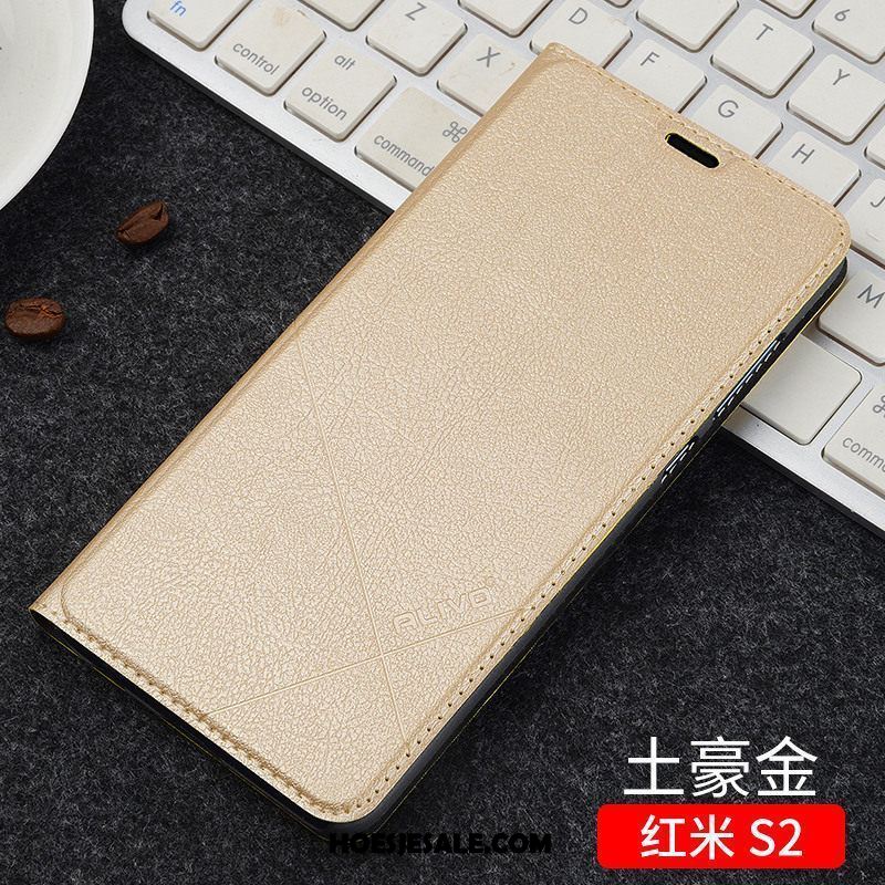 Xiaomi Redmi S2 Hoesje Leren Etui Clamshell Anti-fall Zwart Rood Online