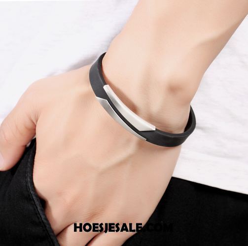 Zilveren Sieraden Heren Armbanden Trend Eenvoudig Silicone Mannen Online