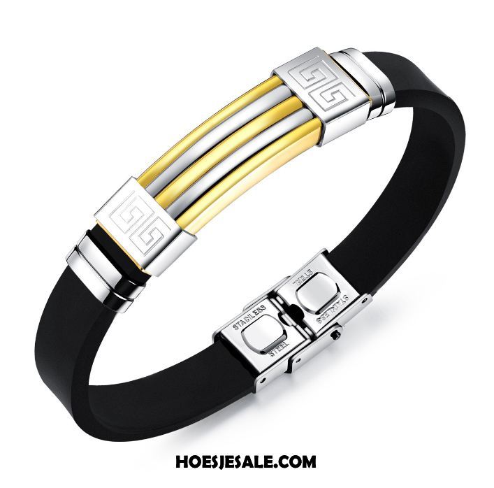 Zilveren Sieraden Heren Armbanden Trend Eenvoudig Silicone Mannen Online