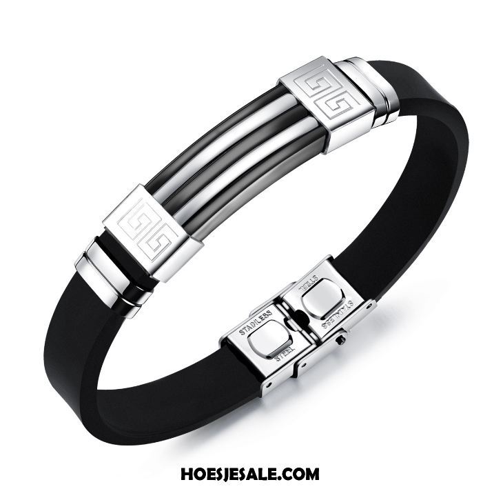 Zilveren Sieraden Heren Armbanden Trend Eenvoudig Silicone Mannen Online