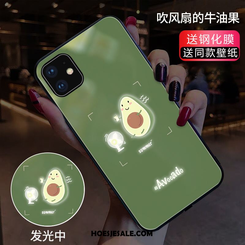 iPhone 11 Hoesje Bloemen Glas Groen Koe Mobiele Telefoon