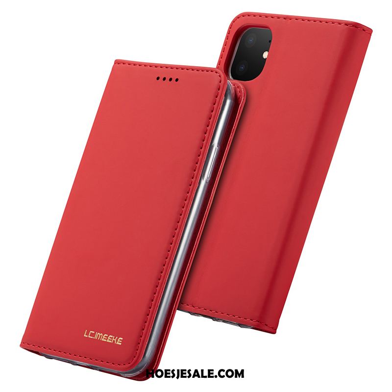 iPhone 11 Hoesje Echt Leer Mobiele Telefoon High End Nieuw Rood Goedkoop