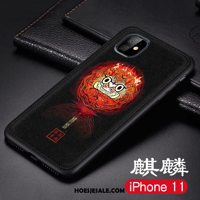 iPhone 11 Hoesje Mobiele Telefoon Chinese Stijl Hoes Blauw Leren Etui Winkel