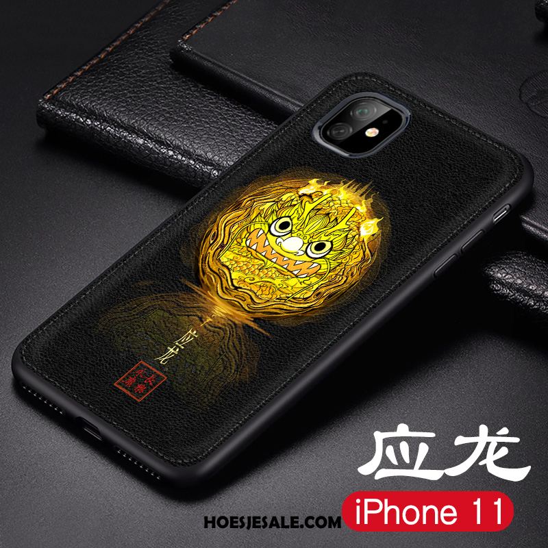 iPhone 11 Hoesje Mobiele Telefoon Chinese Stijl Hoes Blauw Leren Etui Winkel