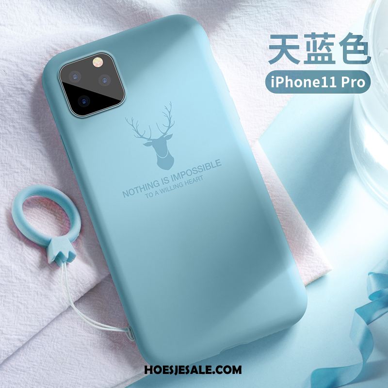 iPhone 11 Pro Hoesje Anti-fall Groen Siliconen Trendy Merk Hoes Online