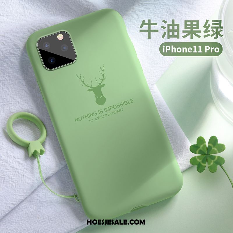iPhone 11 Pro Hoesje Anti-fall Groen Siliconen Trendy Merk Hoes Online