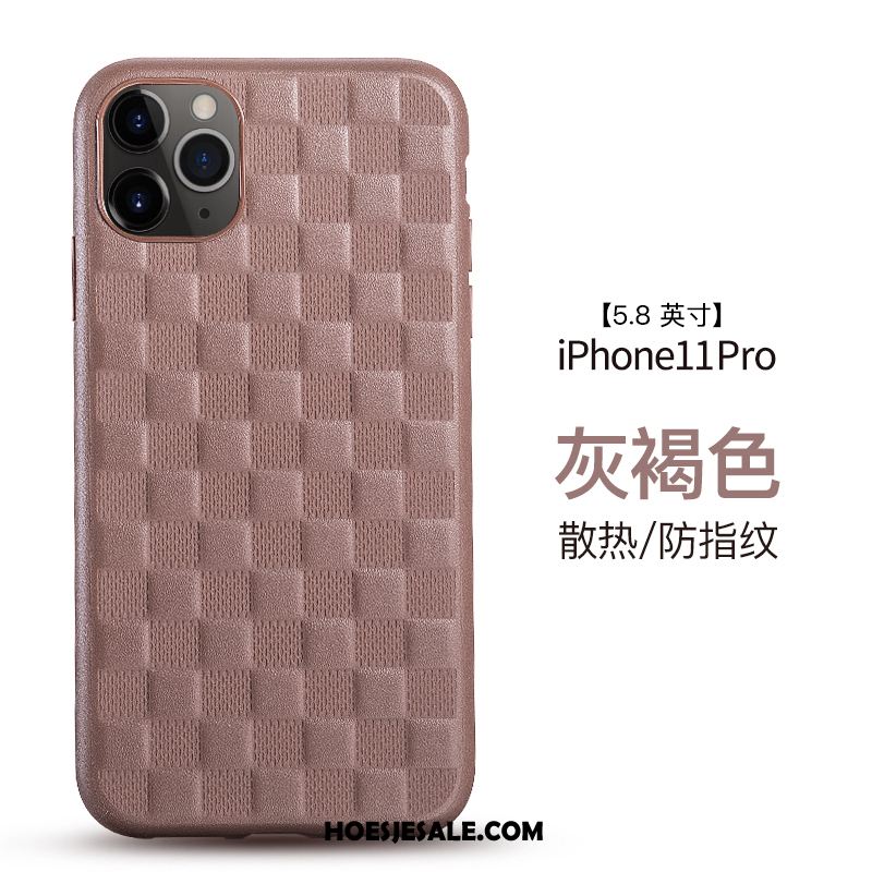 iPhone 11 Pro Hoesje Anti-fall Leren Etui Mobiele Telefoon Trendy Merk Siliconen