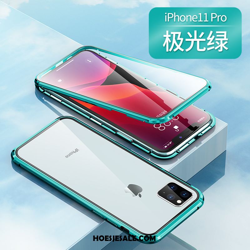 iPhone 11 Pro Hoesje Doorzichtig Net Red Grijs Magnetisch Glas Sale