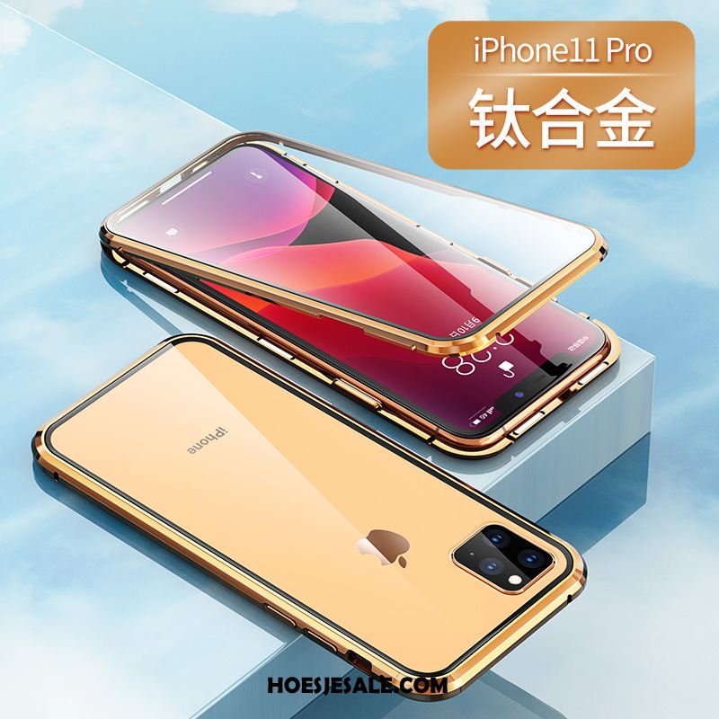 iPhone 11 Pro Hoesje Doorzichtig Net Red Grijs Magnetisch Glas Sale